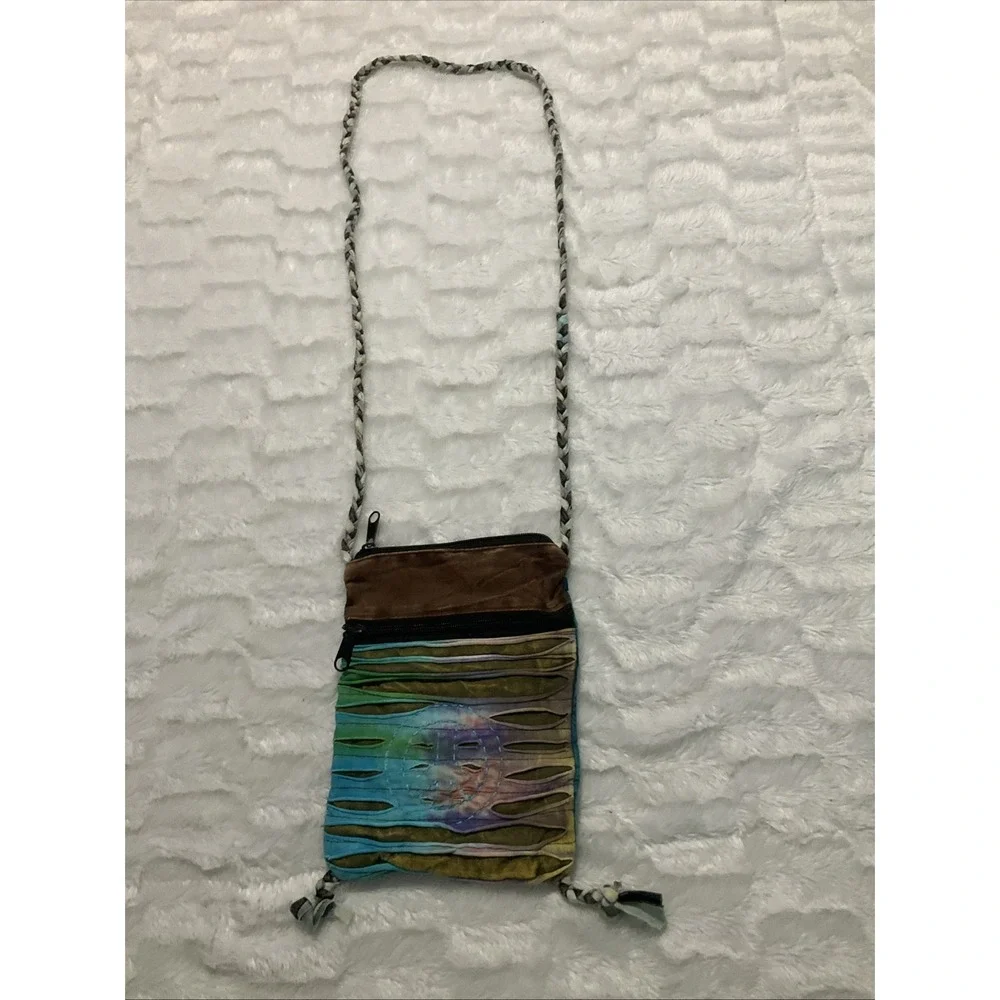 Women's Boho Hippie Tie Dye Peace Sign Crossbody Bag Patchwork Festival Purse